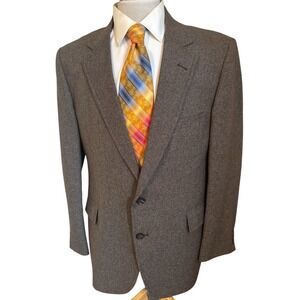 VTG Hardwick Sport Coat Blazer 44R Brown Check Plaid Wool Blend Jacket USA Made